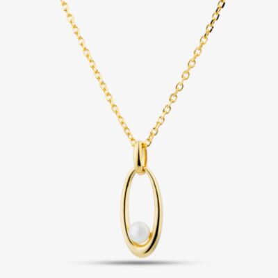 Fashionista Gold Yellow Gold Tone Plated Sterling Silver Freshwater Pearl Oval Pendant AP14295WFM/G