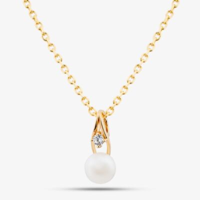 Fashionista Gold Yellow Gold Tone Plated Sterling Silver Freshwater Pearl Cubic Zirconia Pendant AP16176Z-WFM/G