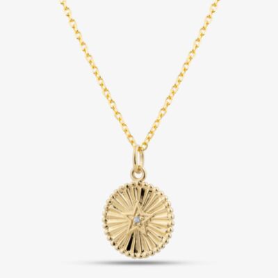 Yellow Gold Tone Plated Sterling Silver Cubic Zirconia Star Disc Pendant AP12457Z/G
