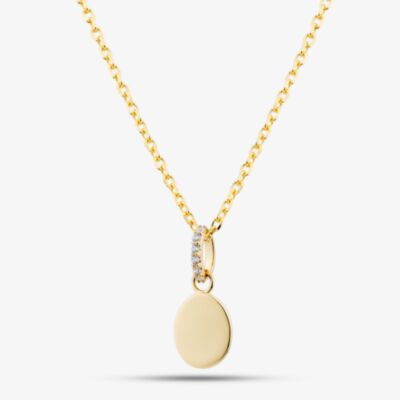 Fashionista Gold Yellow Gold Tone Plated Sterling Silver Cubic Zirconia Engravable Disc Pendant AP17559Z/G