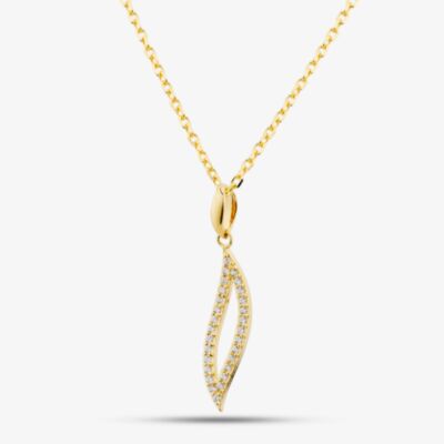 Yellow Gold Tone Plated Sterling Silver Open Leaf Pendant AP15987ZG