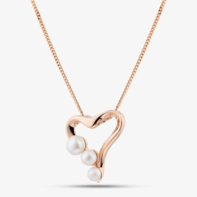 Fashionista Gold Rose Gold Tone Plated Sterling Silver Freshwater Pearl Heart Pendant 05S2AZP634607
