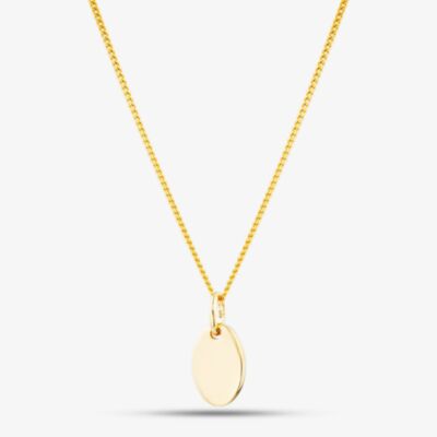 Yellow Gold Tone Plated Sterling Silver Engravable Oval Pendant 05S2AVP546107
