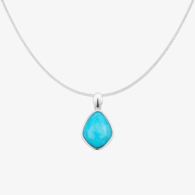 Fashionista Silver Sterling Silver Bezel Set Blue Magnesite Pendant P5649T N2326
