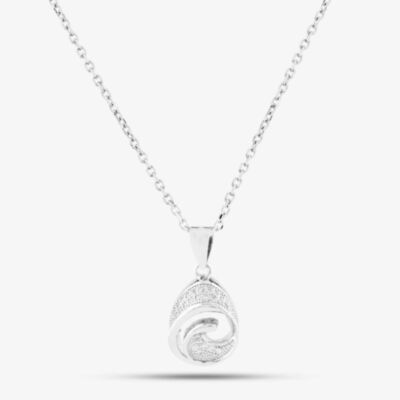 Silver Cubic Zirconia Pear Open Swirl Pendant P610833