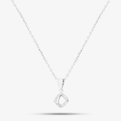 Silver Cubic Zirconia Open Square Pendant E610858-P