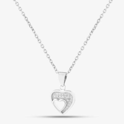 Silver Pavé Cut-Out Heart Pendant E612067-P