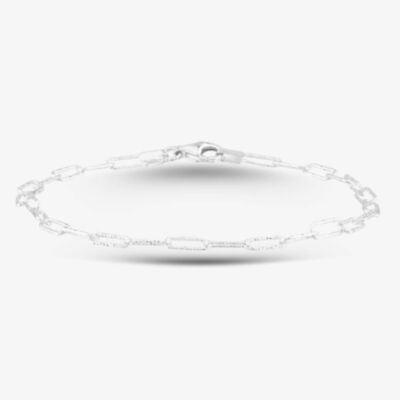 Sterling Silver 7.5 Inch Diamond Cut Paper Chain Bracelet 8.26.0491