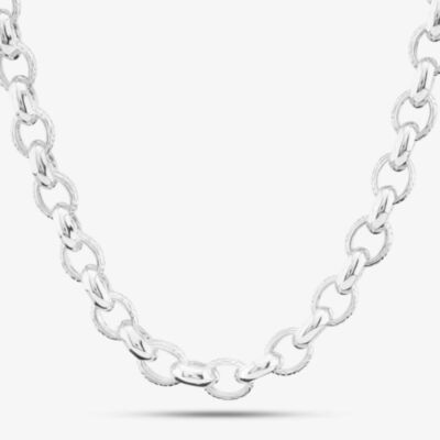 Sterling Silver 18 Inch Heavy Patterned Oval Belcher Chain HLOB-820-AG-18