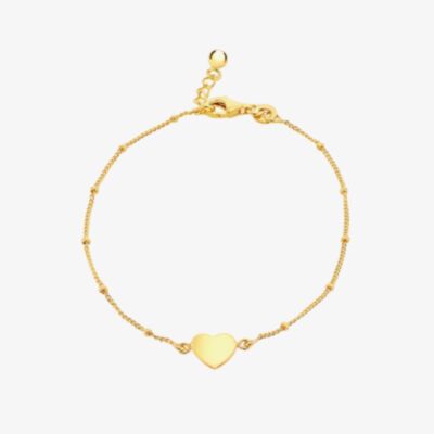 LUXE Silver Gold Plated Heart & Ball Bracelet 8.23.7882