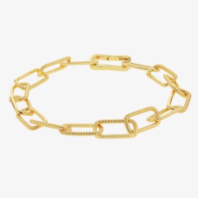 LUXE Silver Gold Plated Twisted Paperlink Chain Bracelet 8.26.0272
