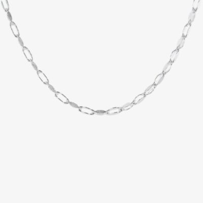 Silver Textured Oval Paperlink Chain 8.10.0754