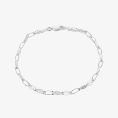 Silver Textured Oval Paperlink Chain Bracelet 8.20.0752