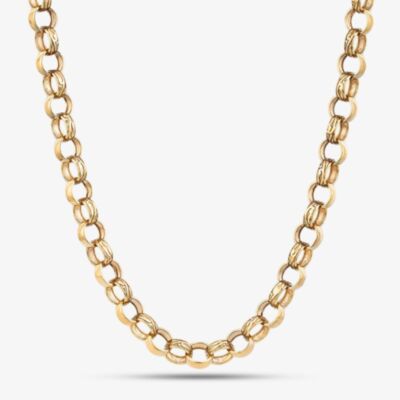 Sterling Silver Gold Tone 24 Inch Patterned Belcher Chain S1075Y-24