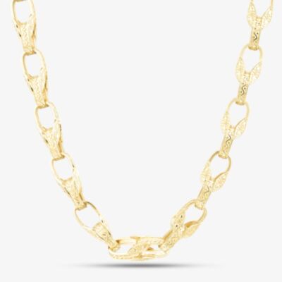 Silver Sterling Gold Tone 22 Inch Patterned Tulip Chain S1091Y-22