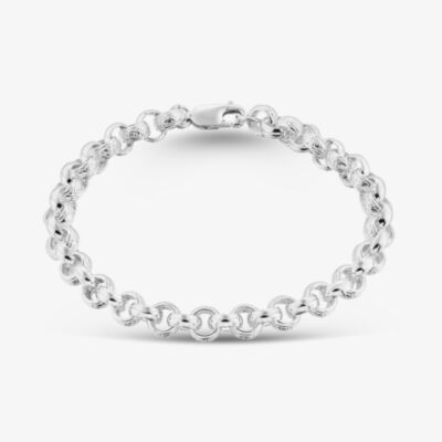 Silver Classic Sterling Silver 8.5 Inch Patterned Belcher Chain Bracelet SBEB-700-AG-8.5