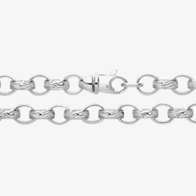 Fashionista Silver Sterling Silver 9 Inch Patterned Belcher Chain Bracelet S1074-09