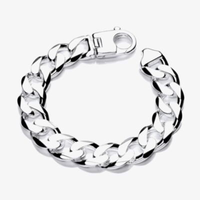 Fashionista Silver Sterling Silver 7.5 Inch Curb Chain Bracelet S5372