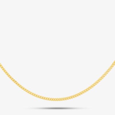 Sterling Silver Gold Plated 18 Inch Flat Curb Chain CU2DC035/0.45