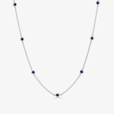 Dower & Hall Blue Sapphire Dewdrop Chain Necklace TWN11-S-BSAPP-16