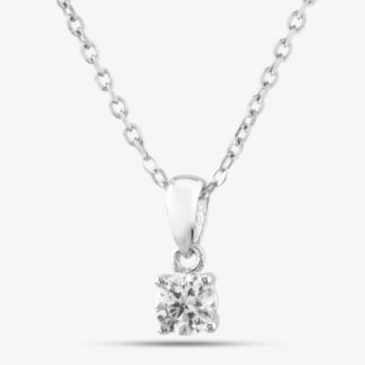 Silver Small Brilliant Cut Cubic Zirconia Pendant Necklace ZQP00046