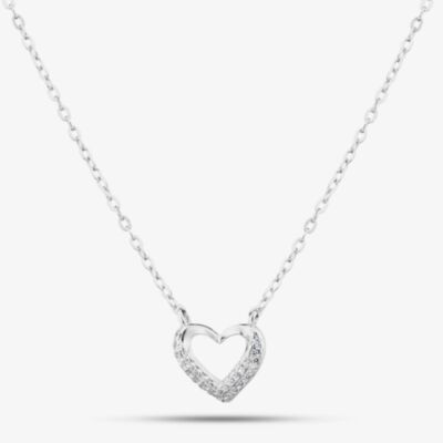 Fashionista Silver Silver Cubic Zirconia Heart Necklace 18739