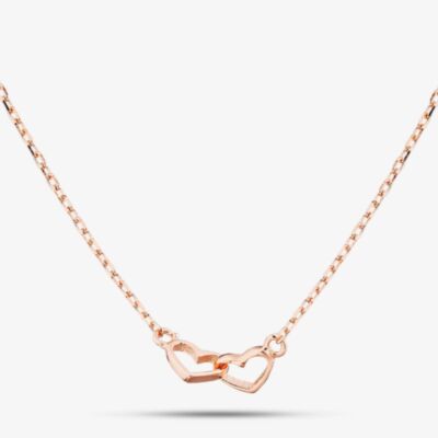Fashionista Silver Rose Gold Plated Linked Open Heart Chain 16353 RGP
