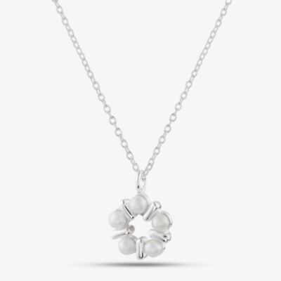 Fashionista Silver Sterling Silver Simulated Pearl Wreath Pendant 016-35619/SP