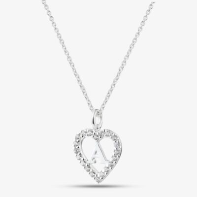 Fashionista Silver Sterling Silver Cubic Zirconia A Initial Heart Pendant 016-33527/A