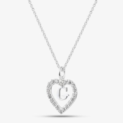 Fashionista Silver Sterling Silver Cubic Zirconia G Initial Heart Pendant 016-33527/G