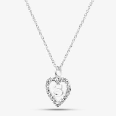 Fashionista Silver Sterling Silver Cubic Zirconia J Initial Heart Pendant 016-33527/J