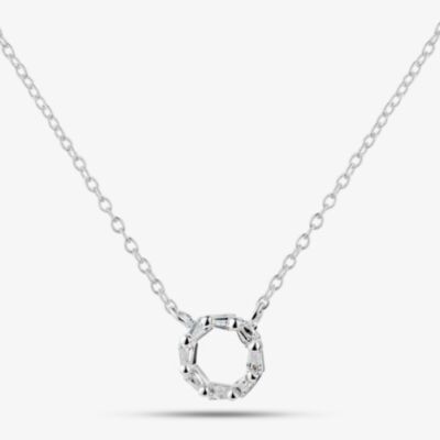 Fashionista Silver Sterling Silver Tapered Baguette Cubic Zirconia Wreath Pendant 016-31914/SP