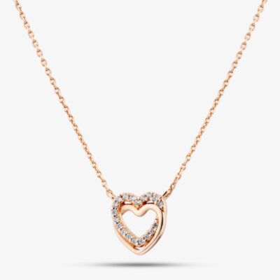 Fashionista Gold Rose Gold Tone Plated Sterling Silver Cubic Zirconia Double Heart Pendant AN3307Z/P