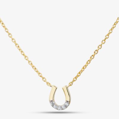 Yellow Gold Tone Plated Sterling Silver Cubic Zirconia Horseshoe Pendant 05S2AZN591006