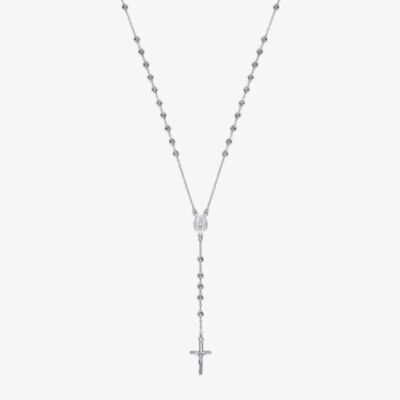 Fashionista Silver Sterling Silver 28 Inch Rosary Necklace S7094