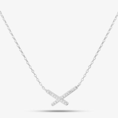 Sterling Silver Cubic Zirconia Cross Necklace N611076