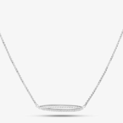 Silver & Cubic Zirconia Open Oval Necklace 2THB020704