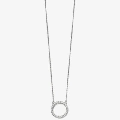 Sterling Silver Cubic Zirconia Pave Open Circle Necklace N4216C