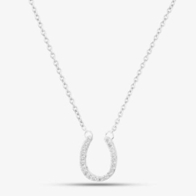 Sterling Silver Cubic Zirconia Pave Horseshoe Necklace N4318