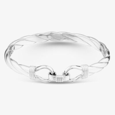 Sterling Silver Large Solid Hook Bangle S8034