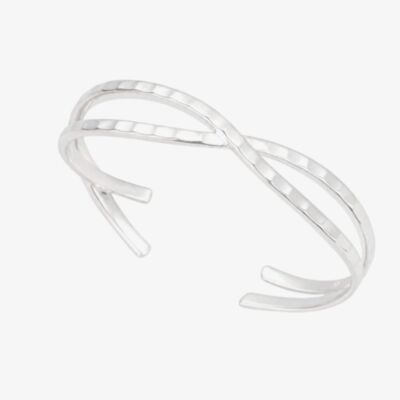 Fashionista Silver Sterling Silver Textured Twist Cuff Bangle B5658