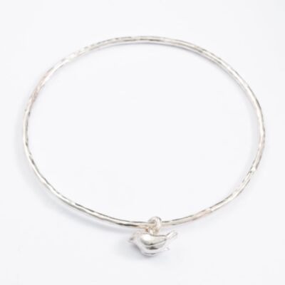 Silver Bird Charm Bangle BLWBA2
