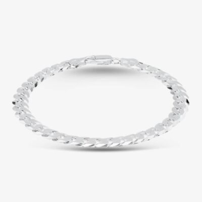 Silver 8.5 Inch Flat Curb Chain Bracelet SUFC-680-AG-8.5