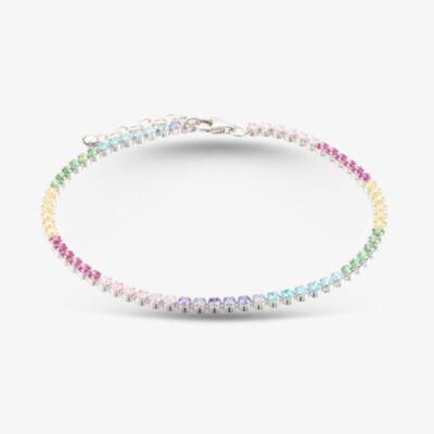 Sterling Silver Multicoloured Cubic Zirconia Tennis Bracelet  8.29.1503