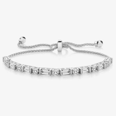 Sterling Silver Mixed Cut Cubic Zirconia Sliding Bracelet SBG0024