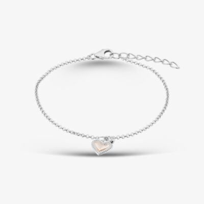Fashionista Gold Rose Gold Tone Plated Sterling Silver Heart Bracelet AB4337Z/PR