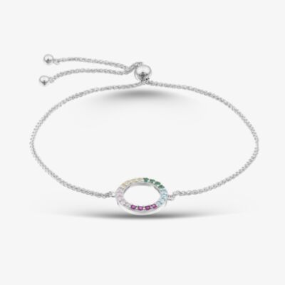 Fashionista Silver Sterling Silver Multi Coloured Cubic Zirconia Circle Bracelet AB1085ENN-AQZ-YEZ-PSY-PZ/R