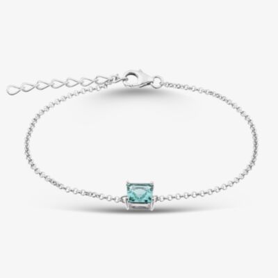 Fashionista Silver Sterling Silver Square Cut Teal Cubic Zirconia Bracelet AB4253TMNN-A75/R