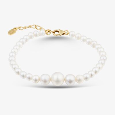 Yellow Gold Tone Plated Sterling Silver Freshwater Pearl Bracelet AB3135WFM/G