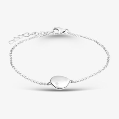Fashionista Silver Sterling Silver Cubic Zirconia Engravable Disc Bracelet AB4202Z/R